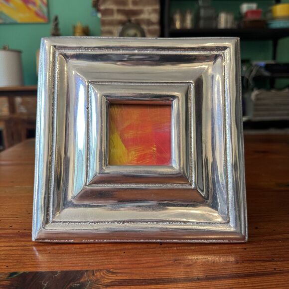 Beautiful Mexican Pewter Frame A Work Of Art To Showcase Your Art Opening 2”x2” - Picture 6 of 14